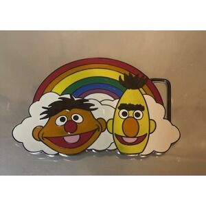 Sesame Street Burt Ernie Muppet Rainbow Belt Buckle NWOT.